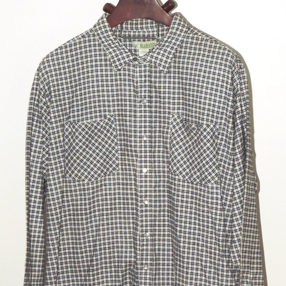Haband checked pattern snap front shirt